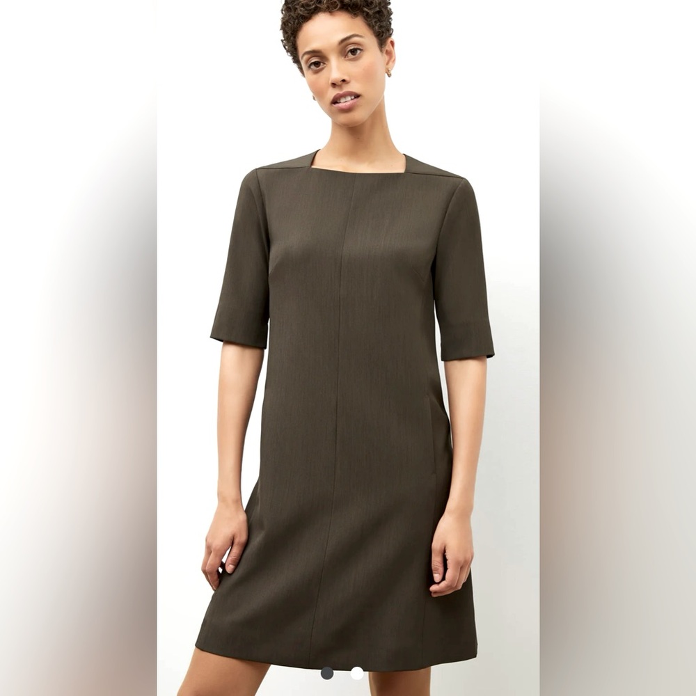 MM LaFleur 3/4 Sleeve The Emily Dress - Recycled WonderTex - in Kale